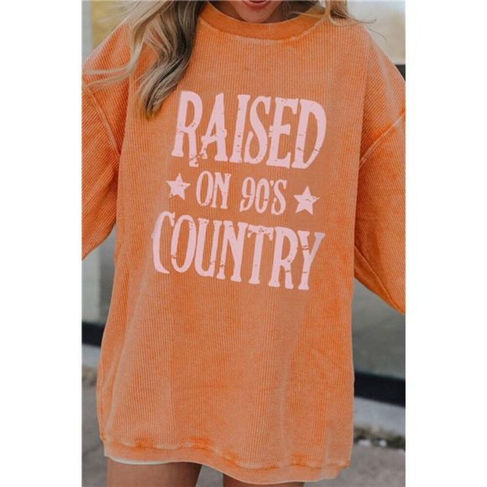 Letter Graphic Round Neck Long Sleeve Sweatshirt